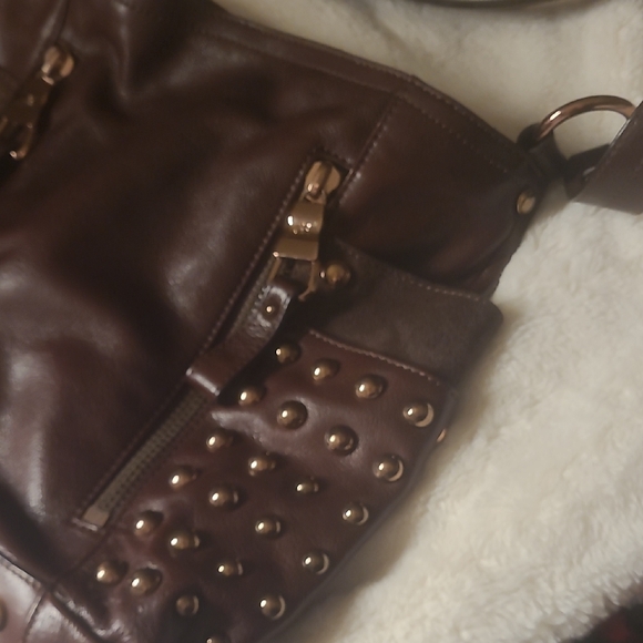 b. makowsky Dark Brown Studded Hobo Bag - Picture 7 of 16